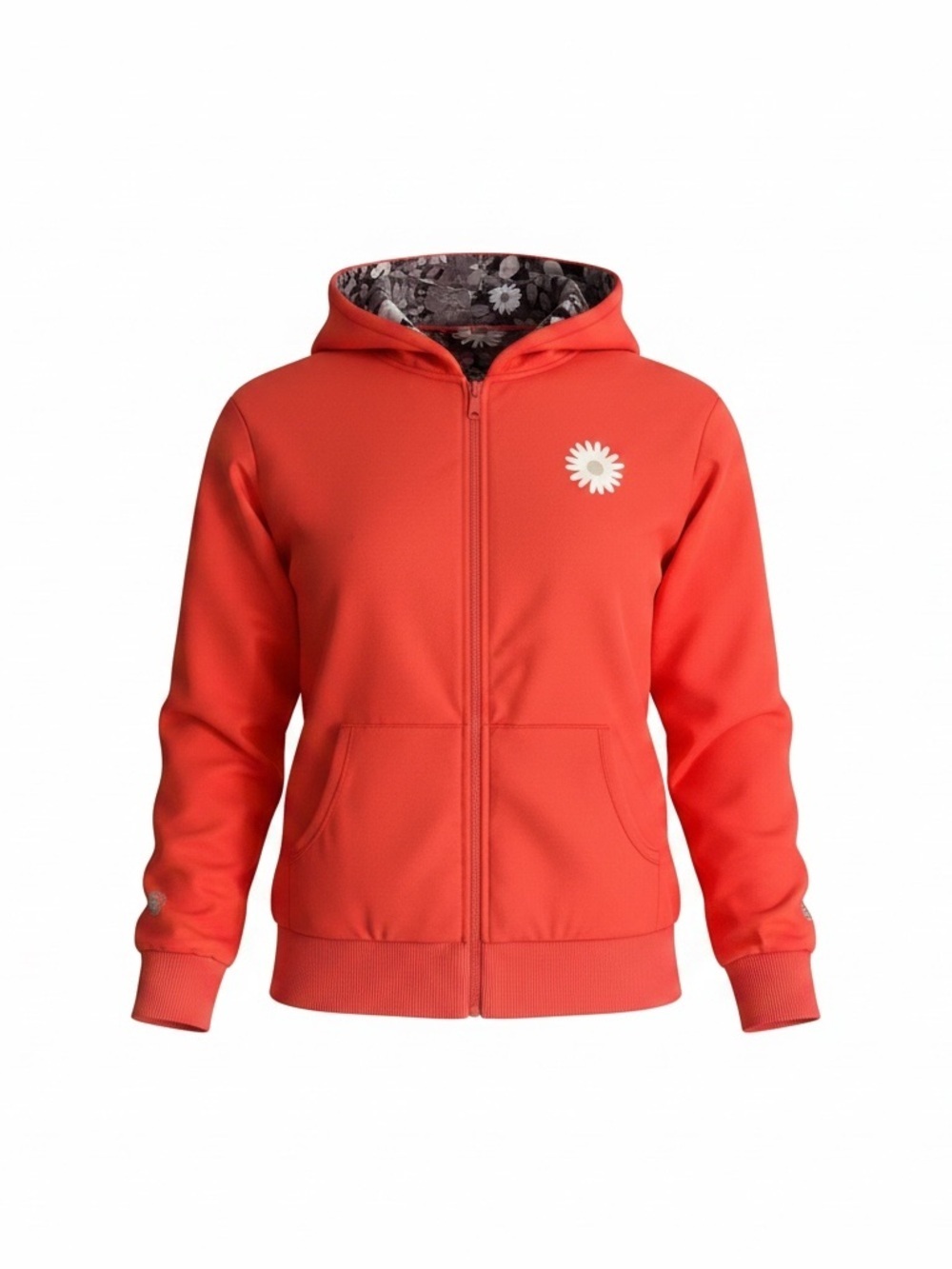 Chooze Reversible Zip-Up Hoodie | Orange Red Floral Daisy -Size 10/12 - Picture 6 of 9